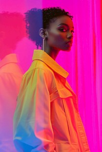 霓虹光影下的优雅风采