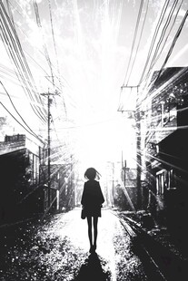 电光火石的城市街道