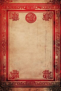 红色传统边框的古老羊皮纸