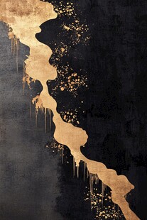 抽象金色泼溅在黑色背景上