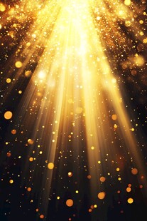 金色粒子与光线的抽象互动