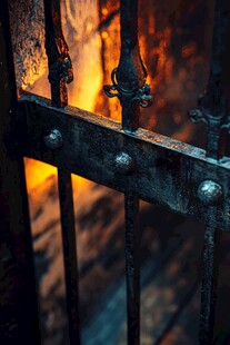 黑暗中的铁艺大门