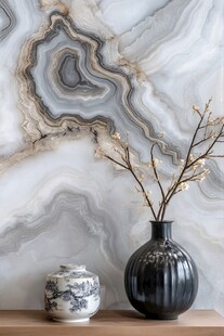 优雅的陶瓷与自然石材的和谐共存