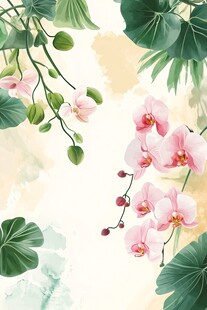 热带风情水彩画