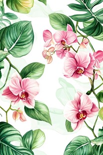 热带风情水彩画