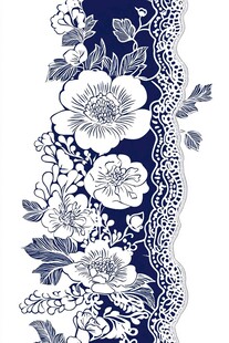 蓝白花卉图案