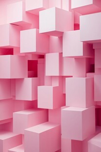 粉色立方体抽象艺术