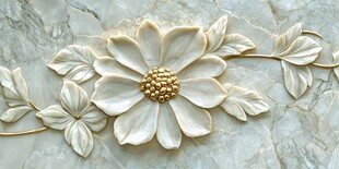 大理石上的金色花卉雕刻
