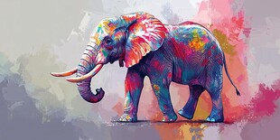 彩色大象艺术作品