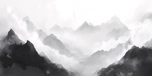 云雾缭绕的山脉