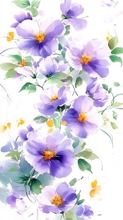 水彩画中的紫色花朵