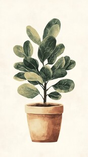 绿色植物陶瓷花盆