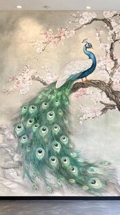 孔雀与梅花壁画