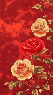 红色玫瑰画作