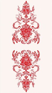 复古红色花纹设计