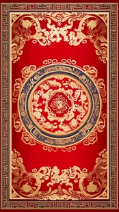 红色地毯上的金色花纹