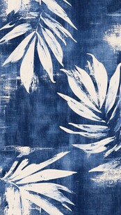 蓝色植物抽象画