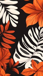 热带风情橙白叶