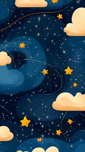 夜空中的云与星