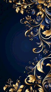 奢华金蓝花卉图案