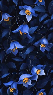 蓝色花卉的数字艺术