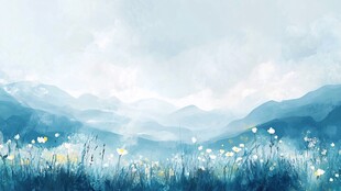 山谷中的雾蒙蒙的早晨