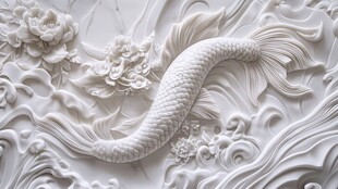白色浮雕艺术作品