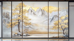 山水画中的秋日风景