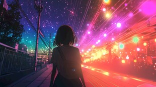 星光下的城市街道