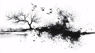 单色风景的抽象表达