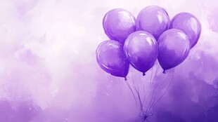 紫色气球水彩画