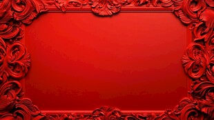 红色雕刻框架