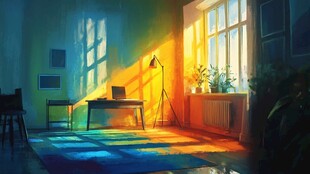 日落下的室内宁静