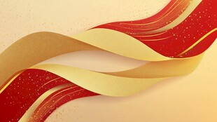 抽象艺术风格的红色和金色波浪图案