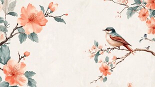 春鸟花枝图