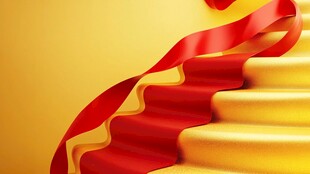 金色台阶上的红地毯