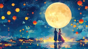 满月之夜 灯舞动 浪漫之城