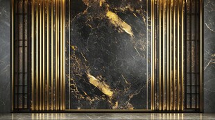 奢华大理石与金属线条的结合