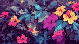 色彩斑斓的花卉图案