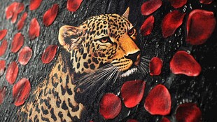 豹纹与玫瑰花瓣的艺术融合