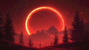 红月照耀下的神秘山谷