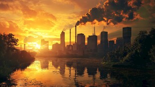 夕阳下的工业城市