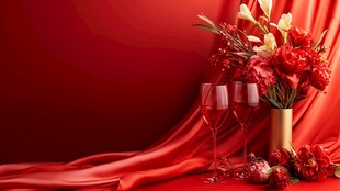 浪漫红酒 绚烂绸缎