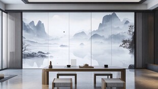 现代简约山水画风格室内设计