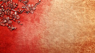 红色渐变花卉图案背景