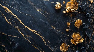 奢华金花与黑色大理石