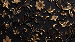 金色花卉浮雕纹理