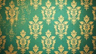 复古绿色花纹墙纸
