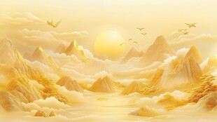 金色山水画意境