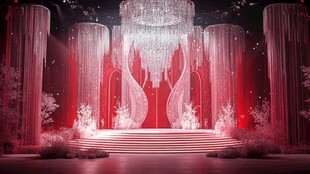 晶莹舞台 红色背景